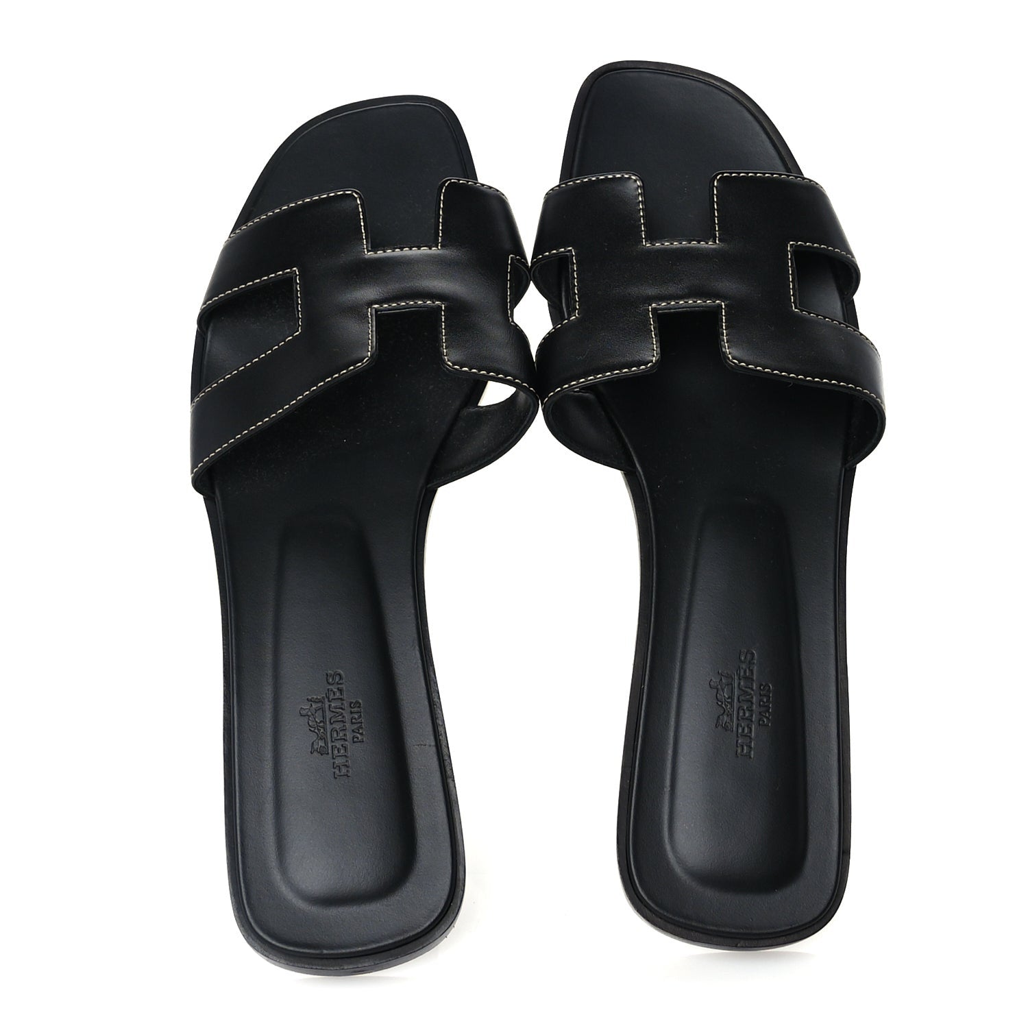 Hermes Box Calfskin Oran Sandals 41 Black 5 of 7