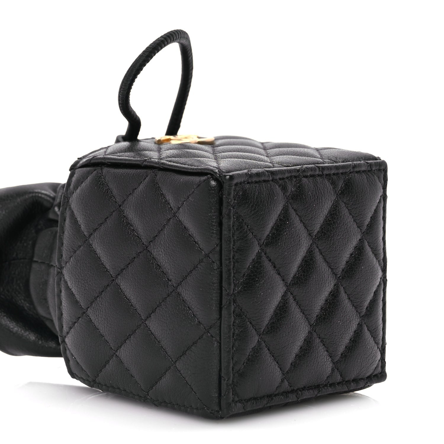 Chanel Calfskin Quilted Mini Drawstring Bucket Bag Black 8 of 10