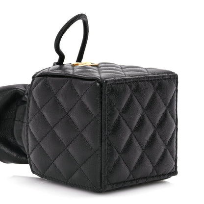 Chanel Calfskin Quilted Mini Drawstring Bucket Bag Black 8 of 10