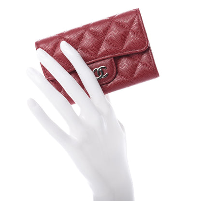Chanel Caviar Quilted Flap Card Holder Wallet Red 2 of 9