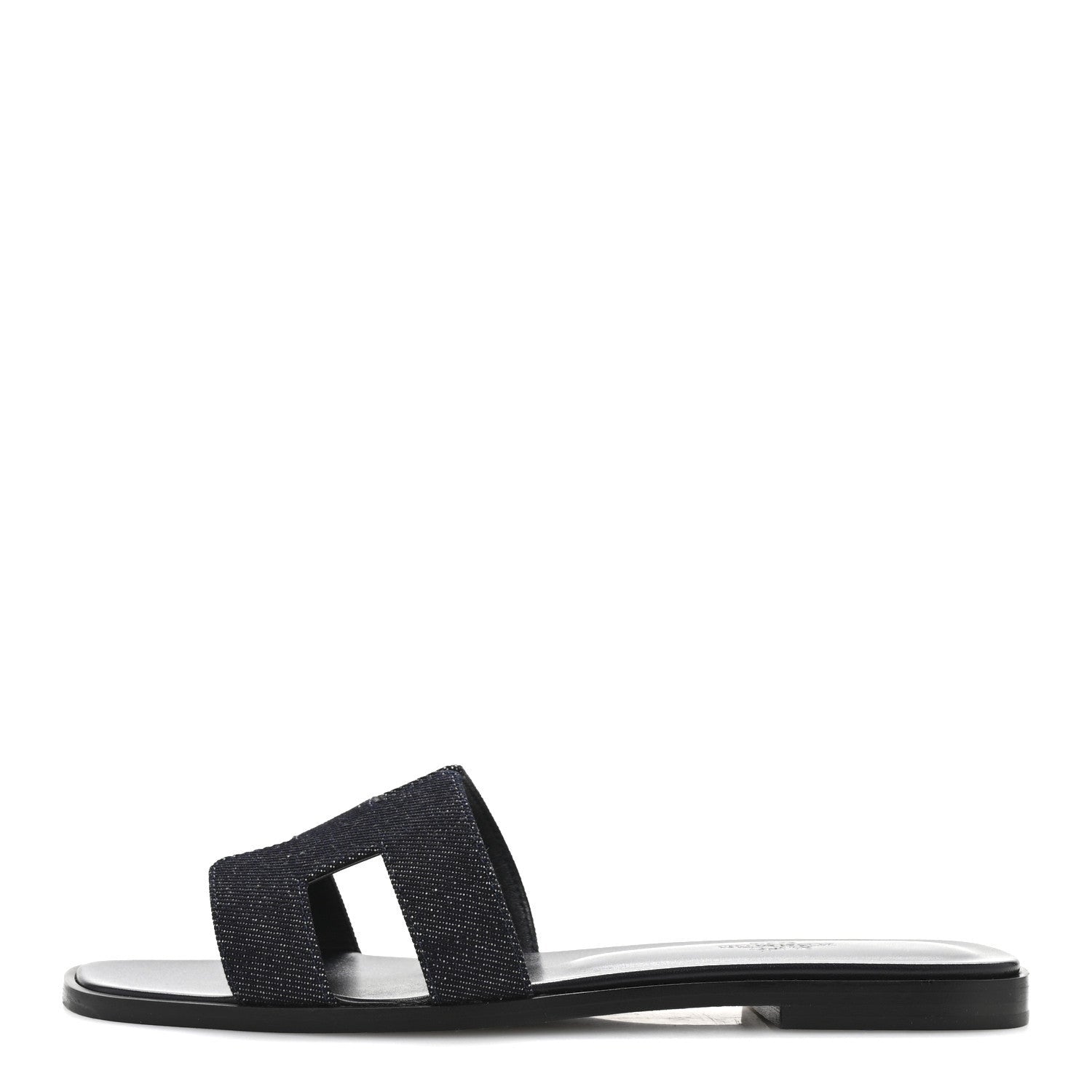 Hermes Denim Canvas Oran Sandals 37.5 Bleu Brut 1 of 7