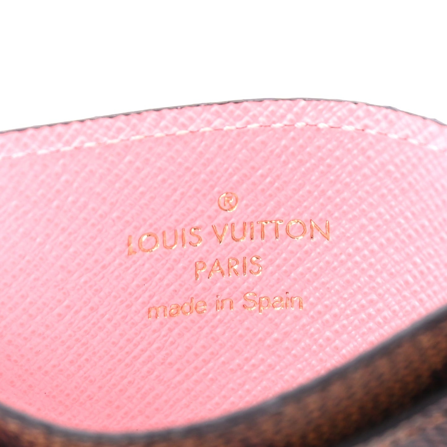 Damier Ebene Studded Card Holder Pink
