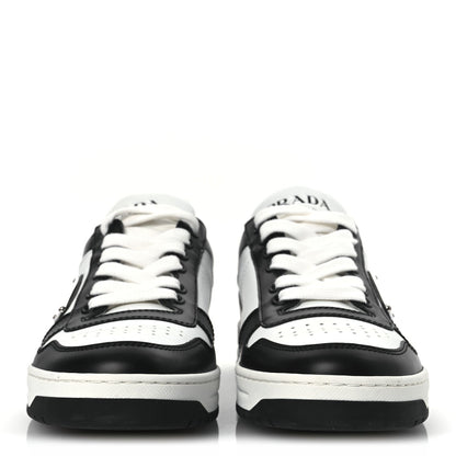 Prada Vitello Sport Spazzolato Rois Metal Triangle Logo Downtown Low Top Sneakers 37.5 White Black 3 of 7