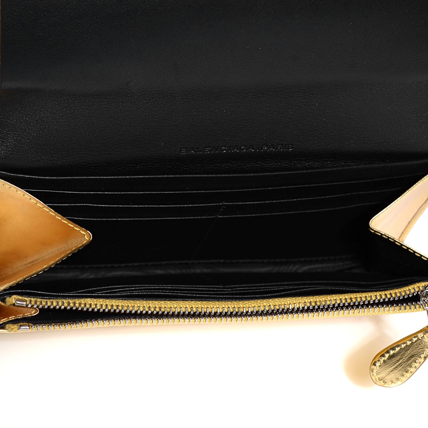 Laminated Calfskin Giant 12 Silver Hardware Money Wallet Gold