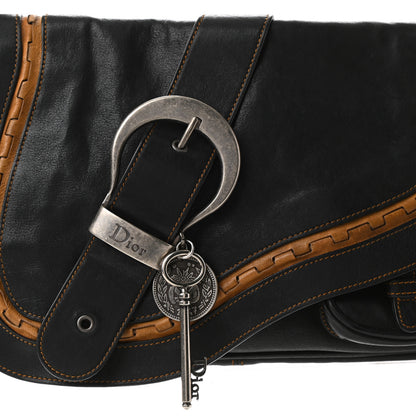 Christian Dior Calfskin Medium Gaucho Double Saddle Bag Black 6 of 21