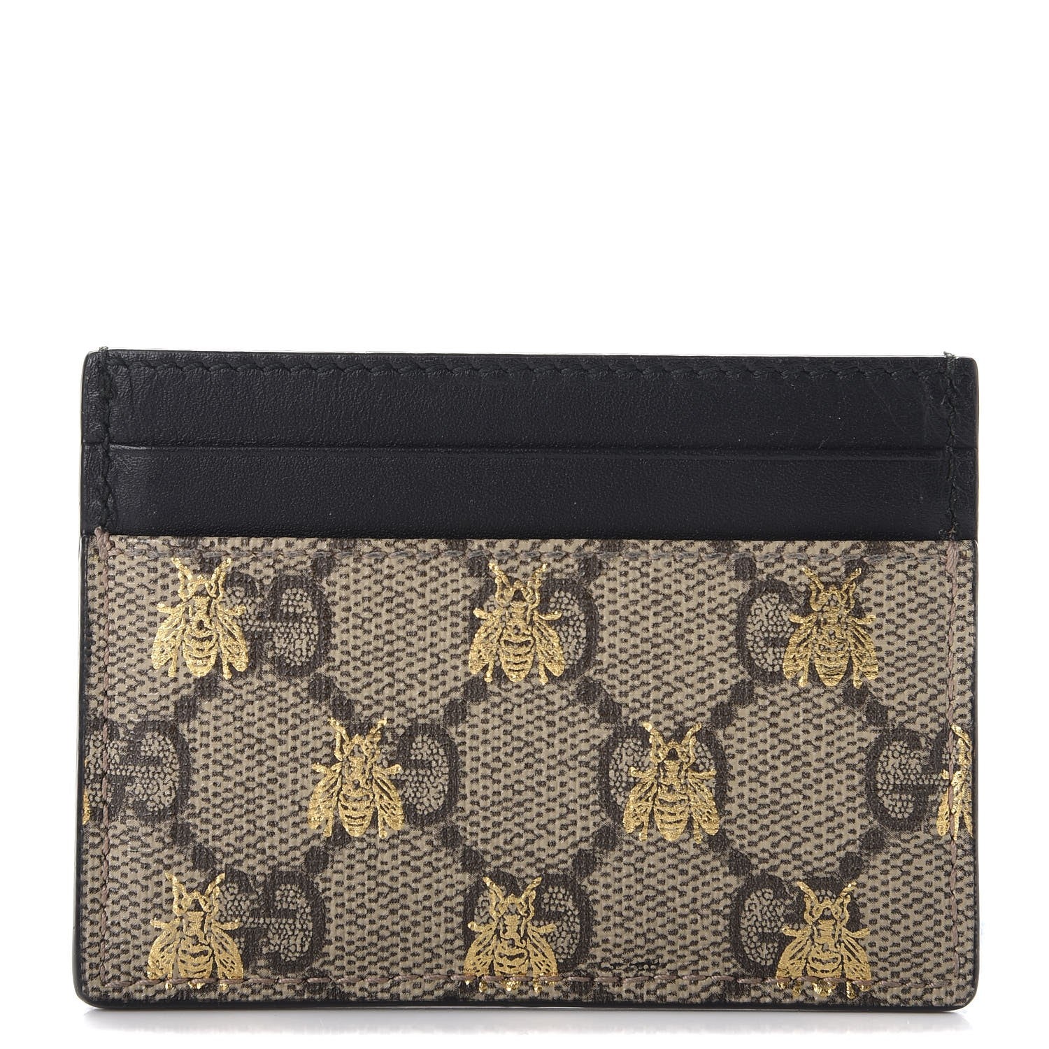 Gucci GG Supreme Monogram Bees Card Holder Black 1 of 7