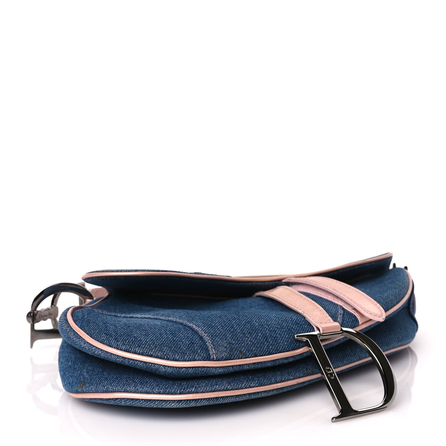 Patent Denim Jeans Saddle Bag Blue Pink