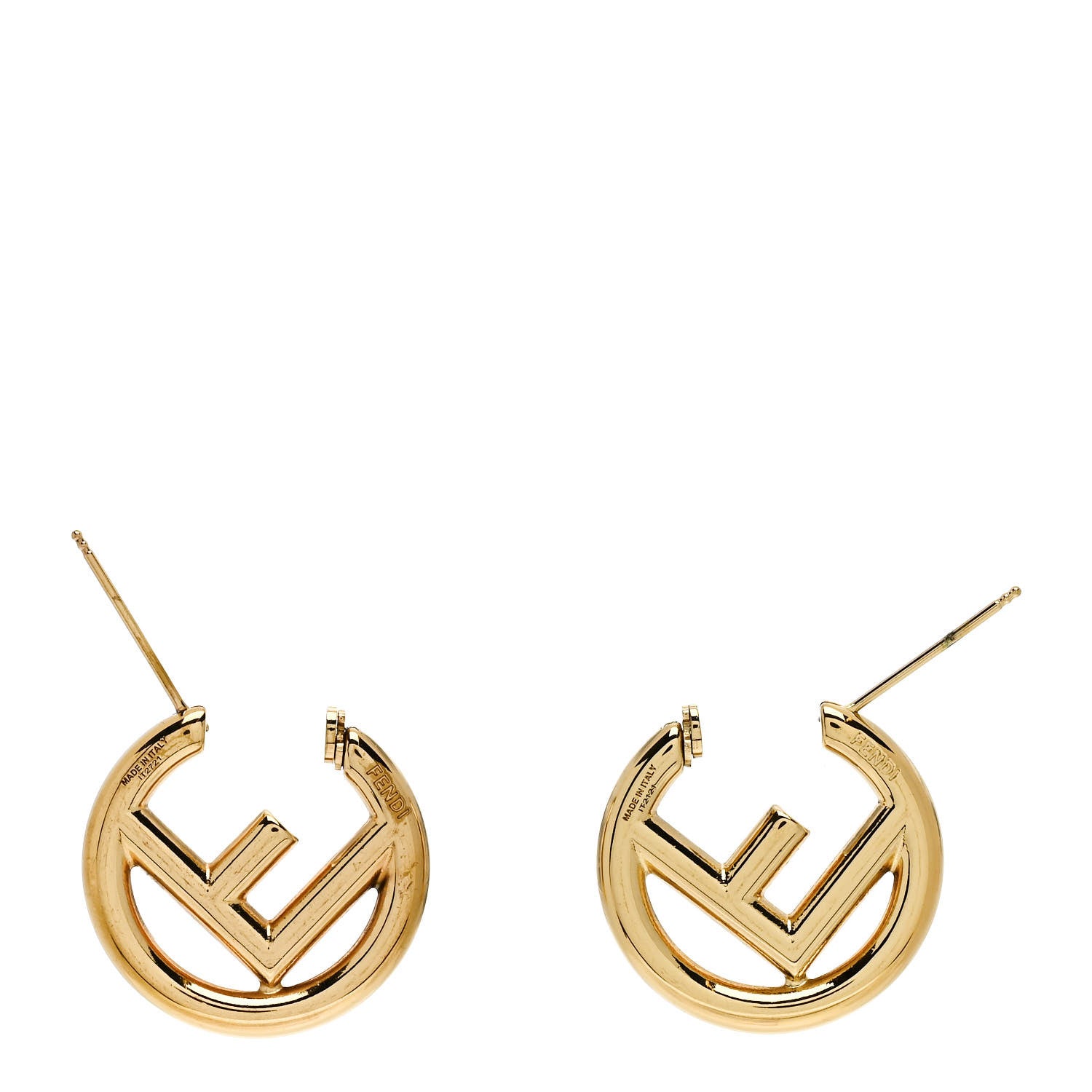 Fendi Metal FF Hoop Earrings Gold 3 of 4