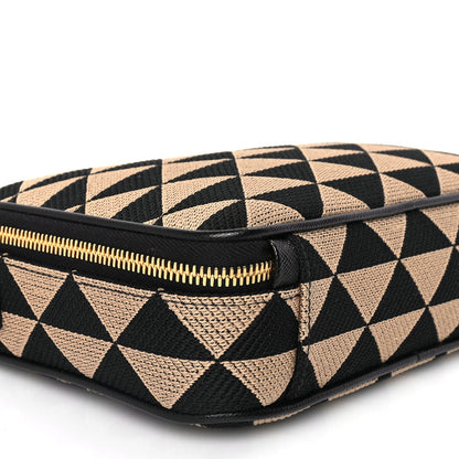 Prada Jacquard Saffiano Triangolo Symbole Embroidered Medium Shoulder Bag Black Corda 7 of 8