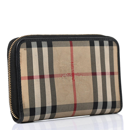 Burberry Calfskin Horseferry Check Medium Marston Zip Around Wallet Black 2 of 4