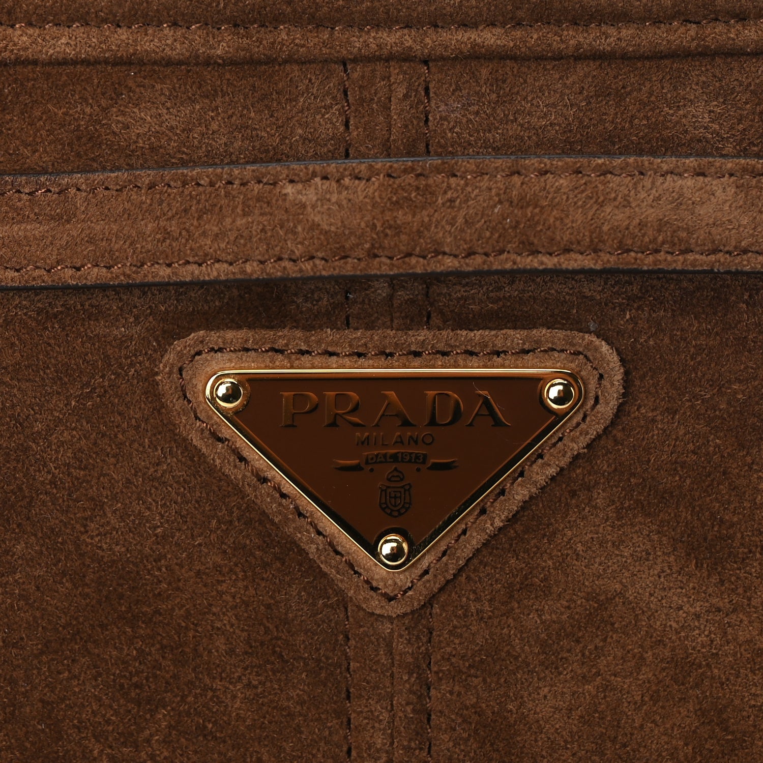 Prada Suede Triangle Medium Bonnie Shoulder Bag Cacao 6 of 8