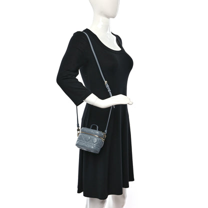 Christian Dior Lambskin Cannage Micro Lady Dior Vanity Case Blue 2 of 9