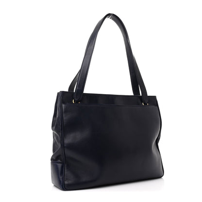 Chanel Lambskin CC Tote Navy 3 of 7