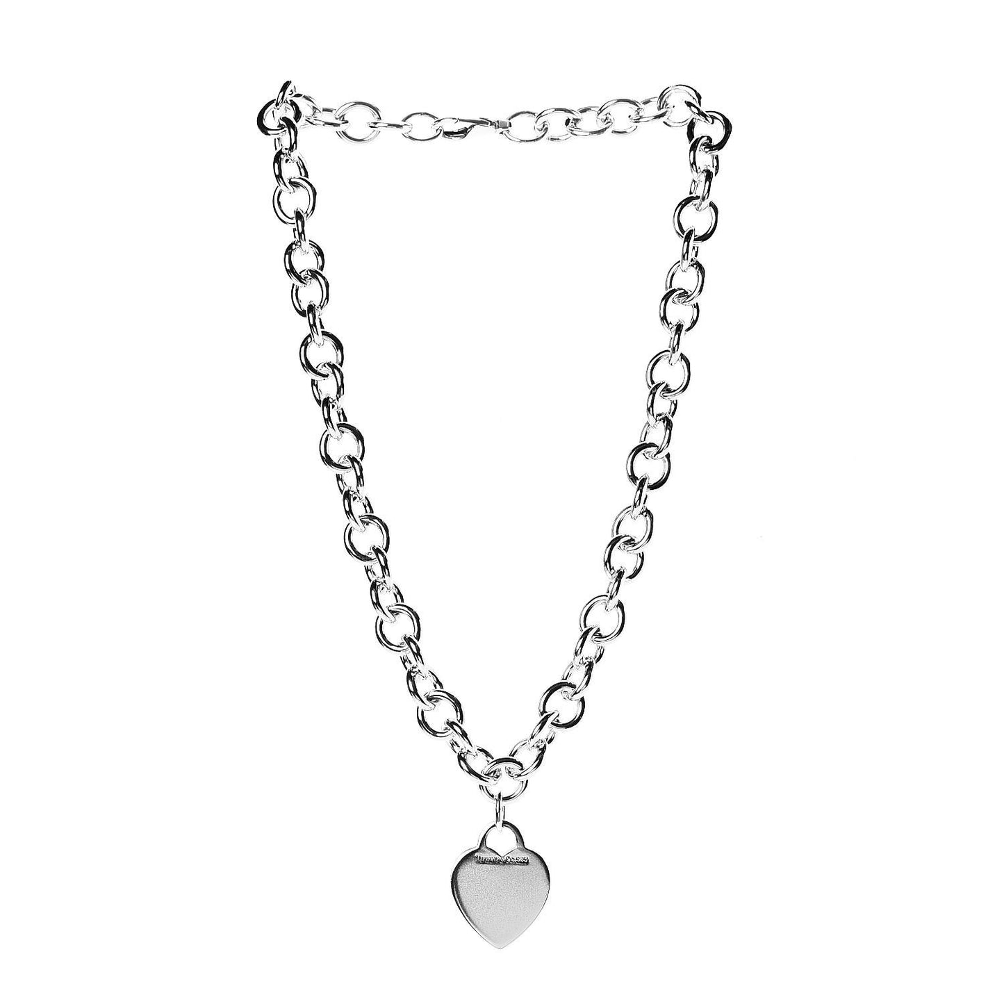 Sterling Silver Heart Tag Necklace