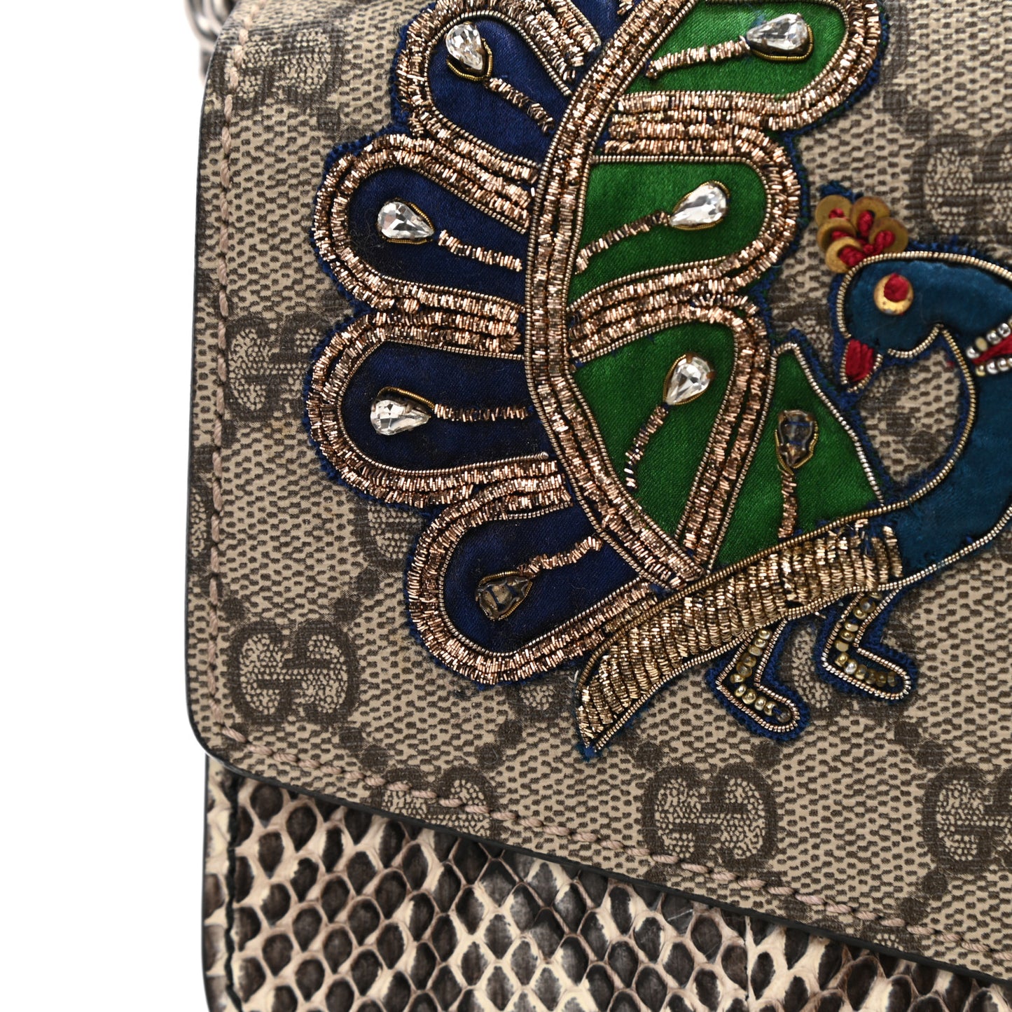 GG Supreme Monogram Embroidered Medium Dionysus Shoulder Bag Beige