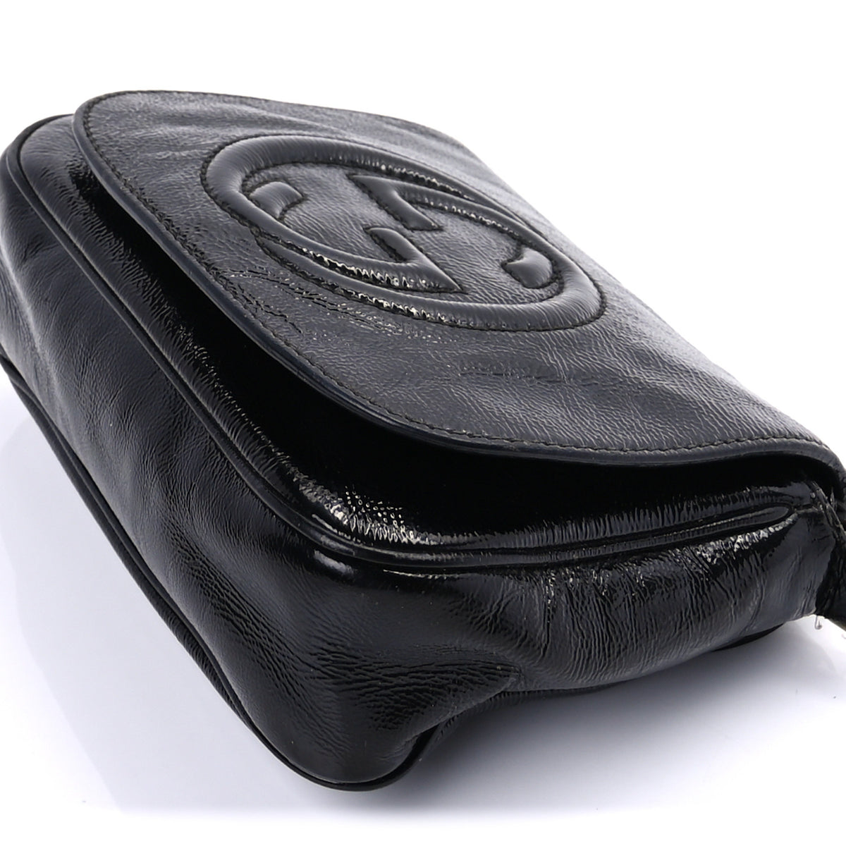 Pebbled Calfskin Small Soho Flap Crossbody Black