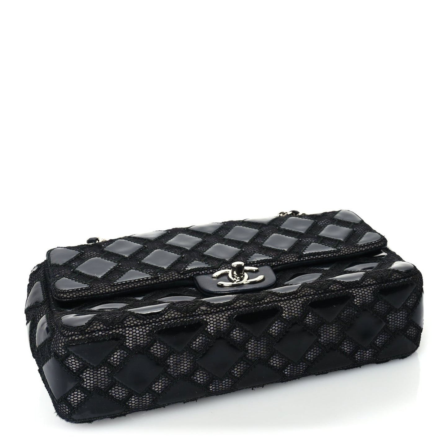 Vinyl Mesh Quilted Medium Single Flap  Black