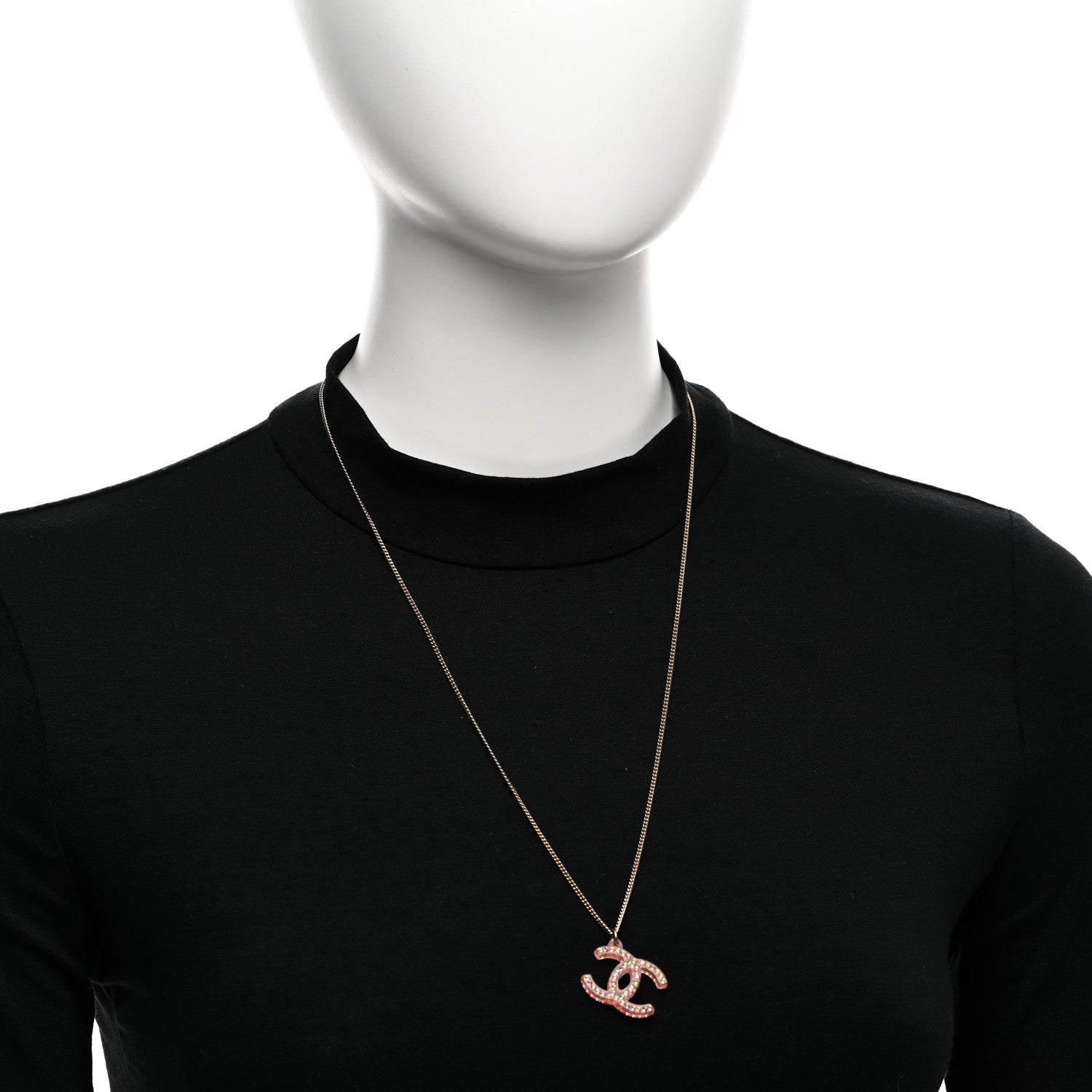 Chanel Translucent Resin Crystal CC Necklace Pink Multicolor 2 of 6