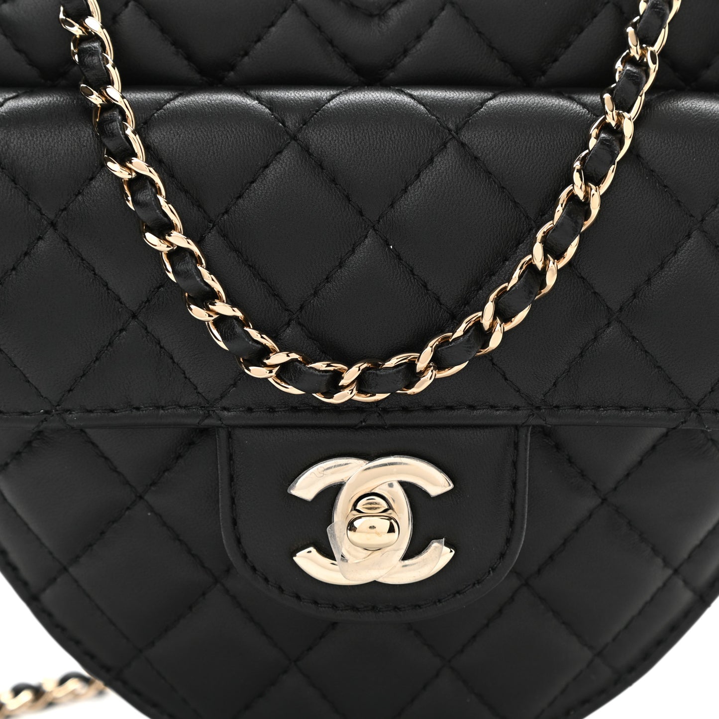Lambskin Quilted CC In Love Heart Bag Black