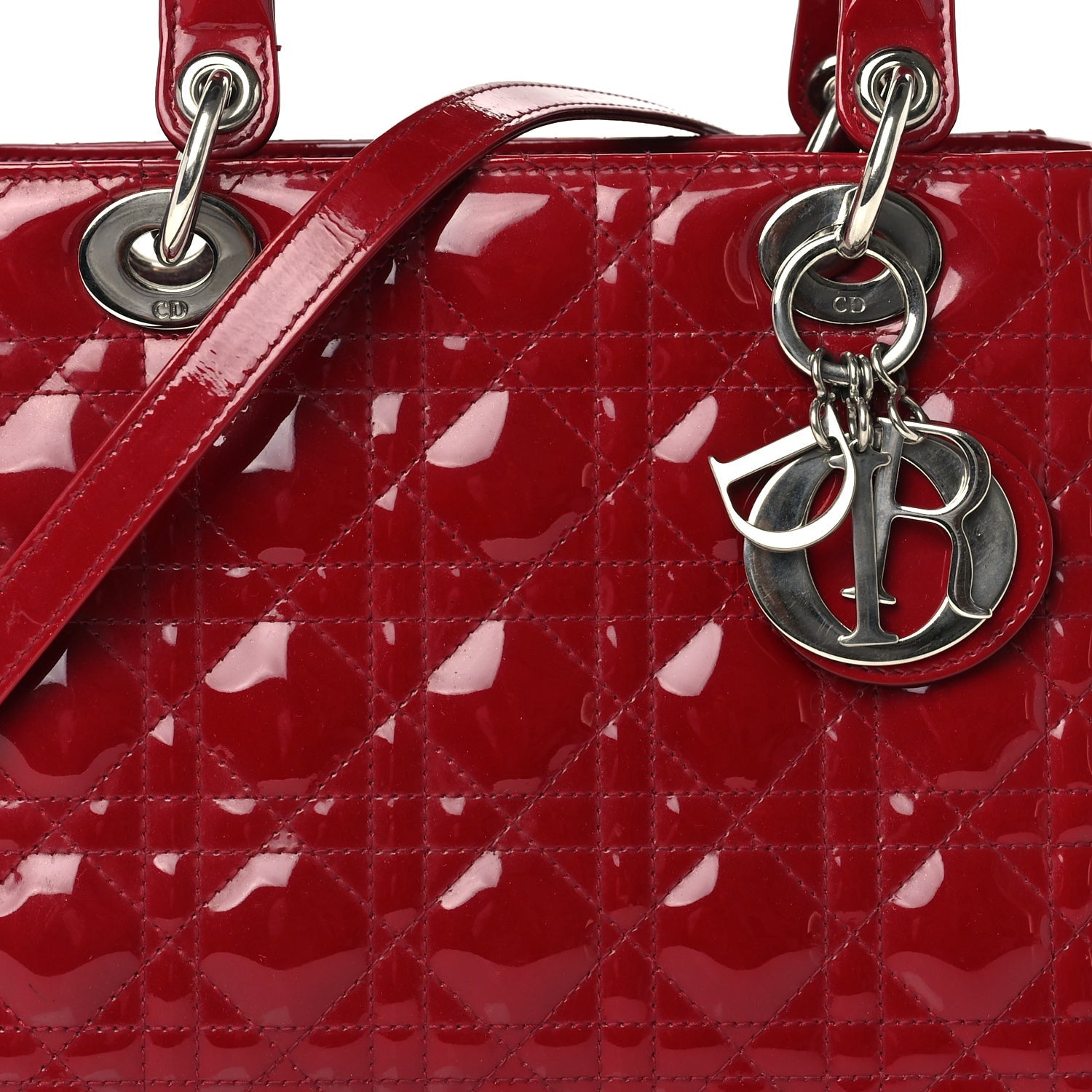 Christian Dior Patent Cannage Medium Lady Dior Red 6 of 8