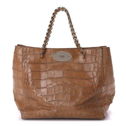Mulberry Crocodile Embossed Calfskin Cecily Tote Biscuit Brown 1 of 7