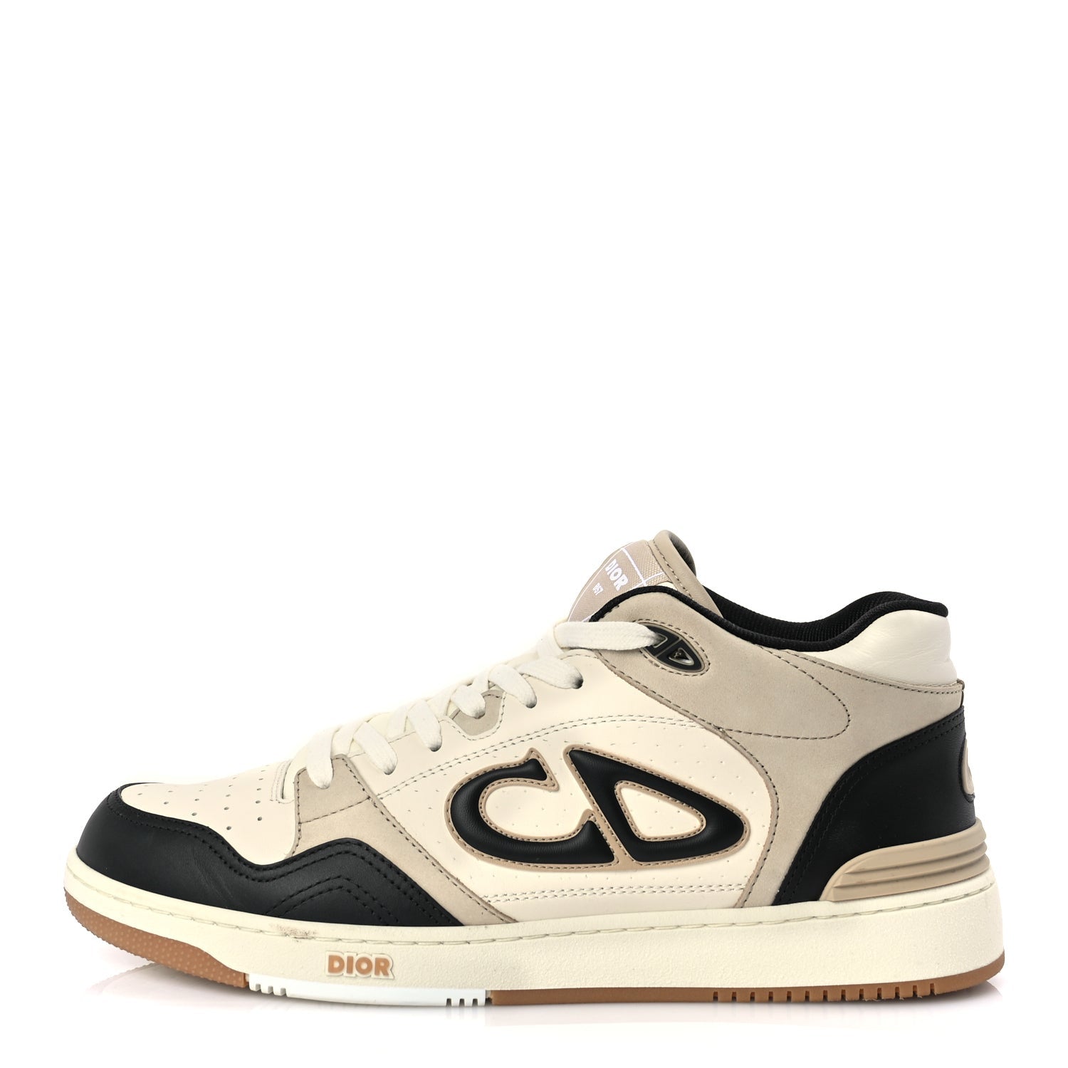 Christian Dior Smooth Calfskin Mens B57 Dribble Mid Top Sneaker 43 Beige Black 1 of 8