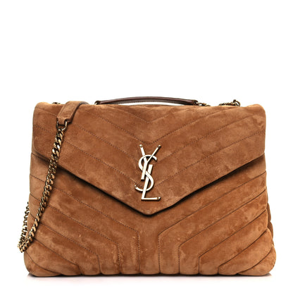 Saint Laurent Suede Y Quilted Monogram Medium Loulou Chain Satchel Cinnamon 1 of 12