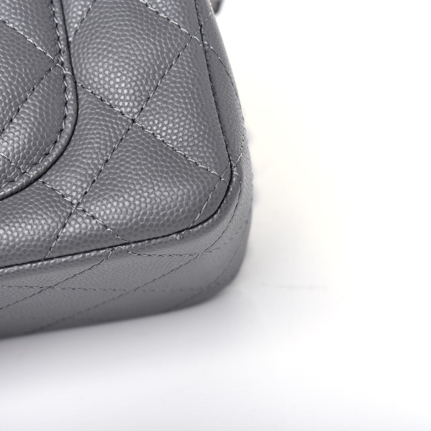 Caviar Quilted Mini Rectangular Flap Grey