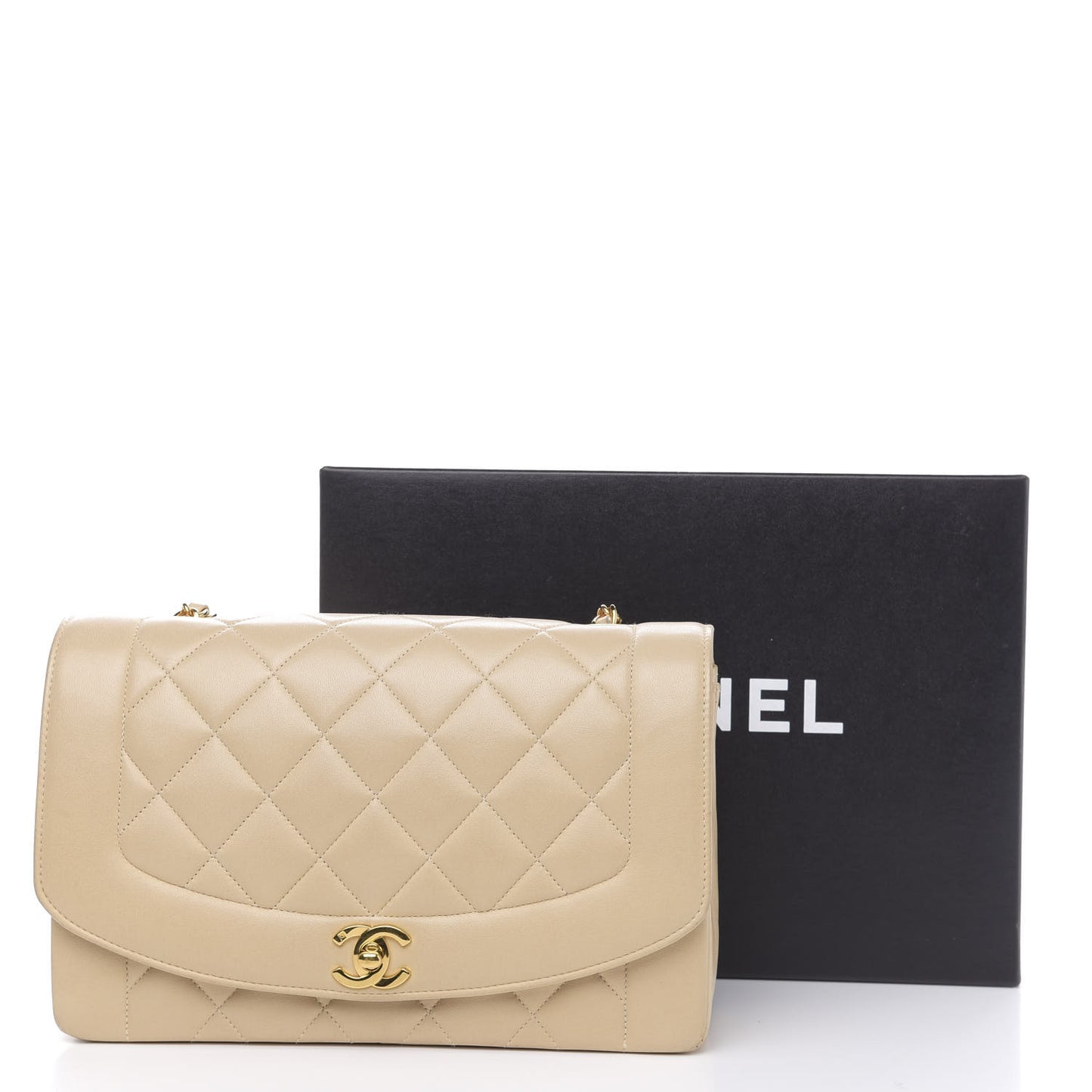 Lambskin Quilted Medium Single Flap Beige