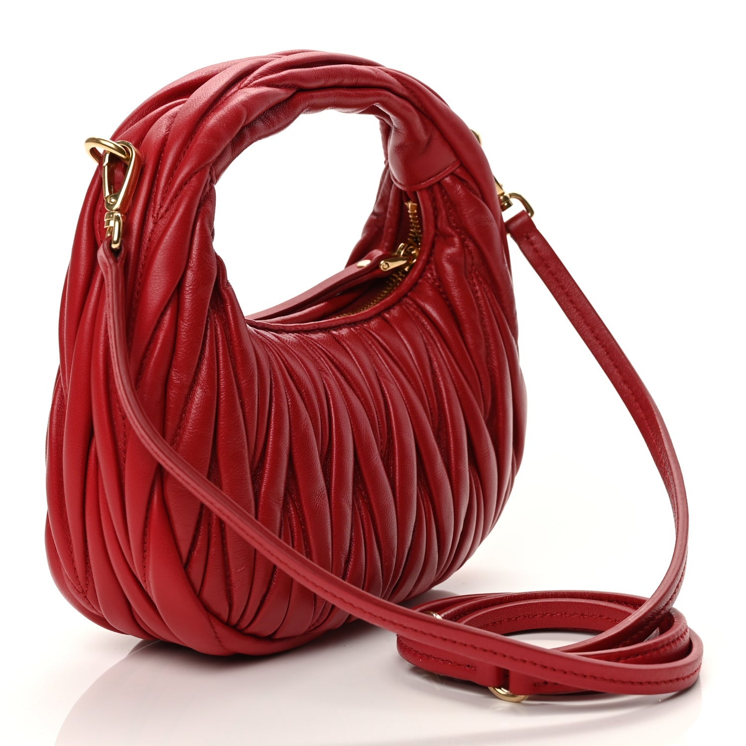 Miu Miu Nappa Matelasse Mini Wander Hobo Fuoco Fuoco 2 of 8