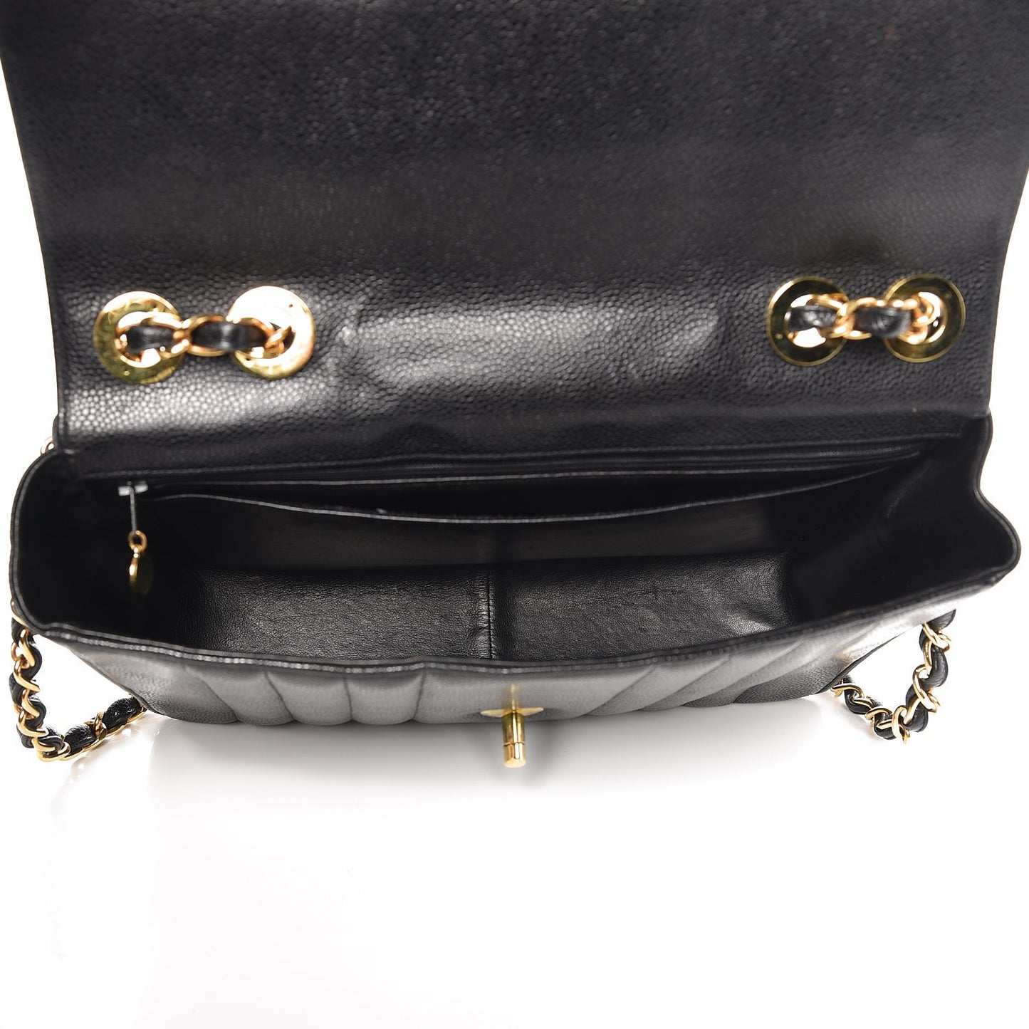 Caviar Vertical Quilted Jumbo Single Flap Black