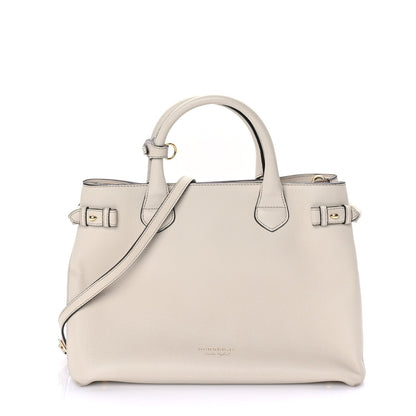 Burberry Derby Calfskin House Check Medium Banner Tote Limestone Limestone 1 of 7