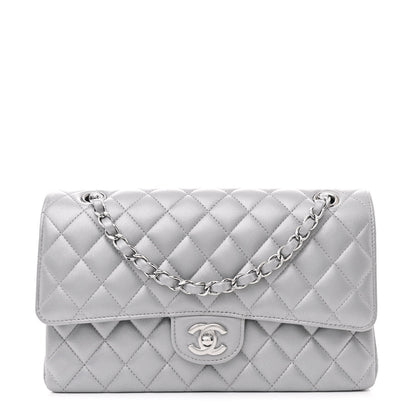 Chanel Iridescent Lambskin Quilted Medium Double Flap Grey 1 of 10