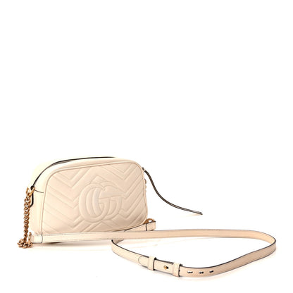 Gucci Calfskin Matelasse Small GG Marmont Chain Shoulder Bag White 2 of 8