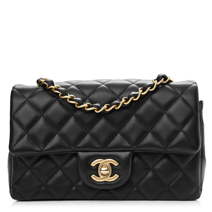 Chanel Lambskin Quilted Mini Rectangular Flap Black 1 of 13