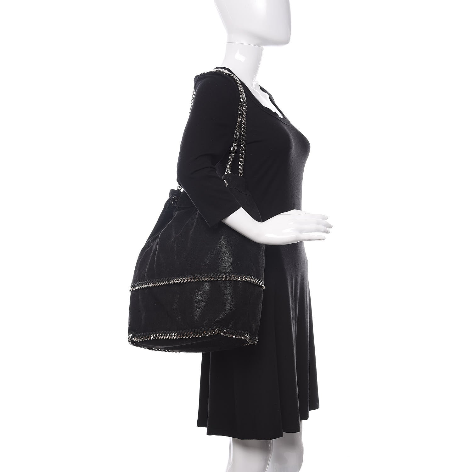 Stella McCartney Chamois Shiny Dotted Falabella Bucket Bag Ruthenium 2 of 9