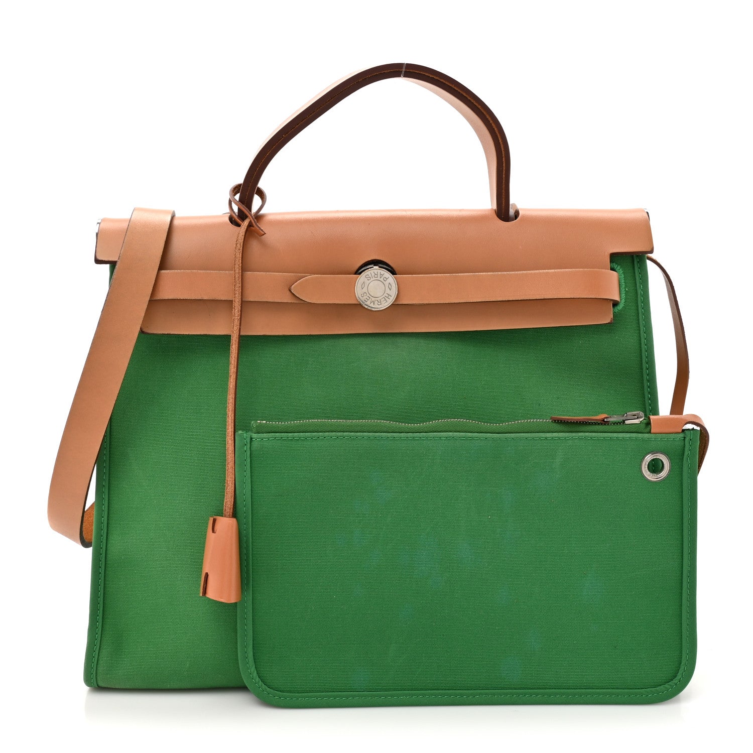 Hermes Vache Hunter Toile Herbag Zip 31 PM  Bambou Natural 3 of 17