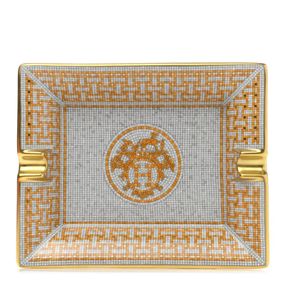 Hermes Porcelain Mosaique Au 24 Gold Ashtray 1 of 9