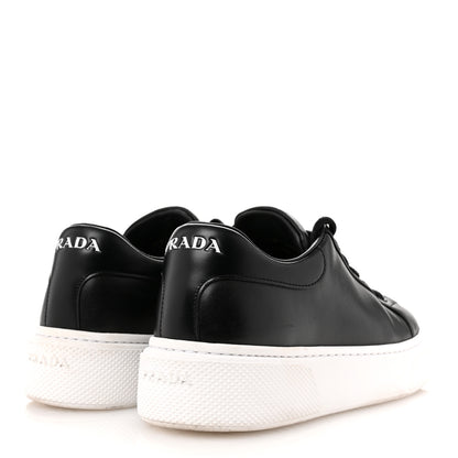 Prada Vitello Soft Logo Low Top 45mm Sneakers 36.5 Black White 5 of 11