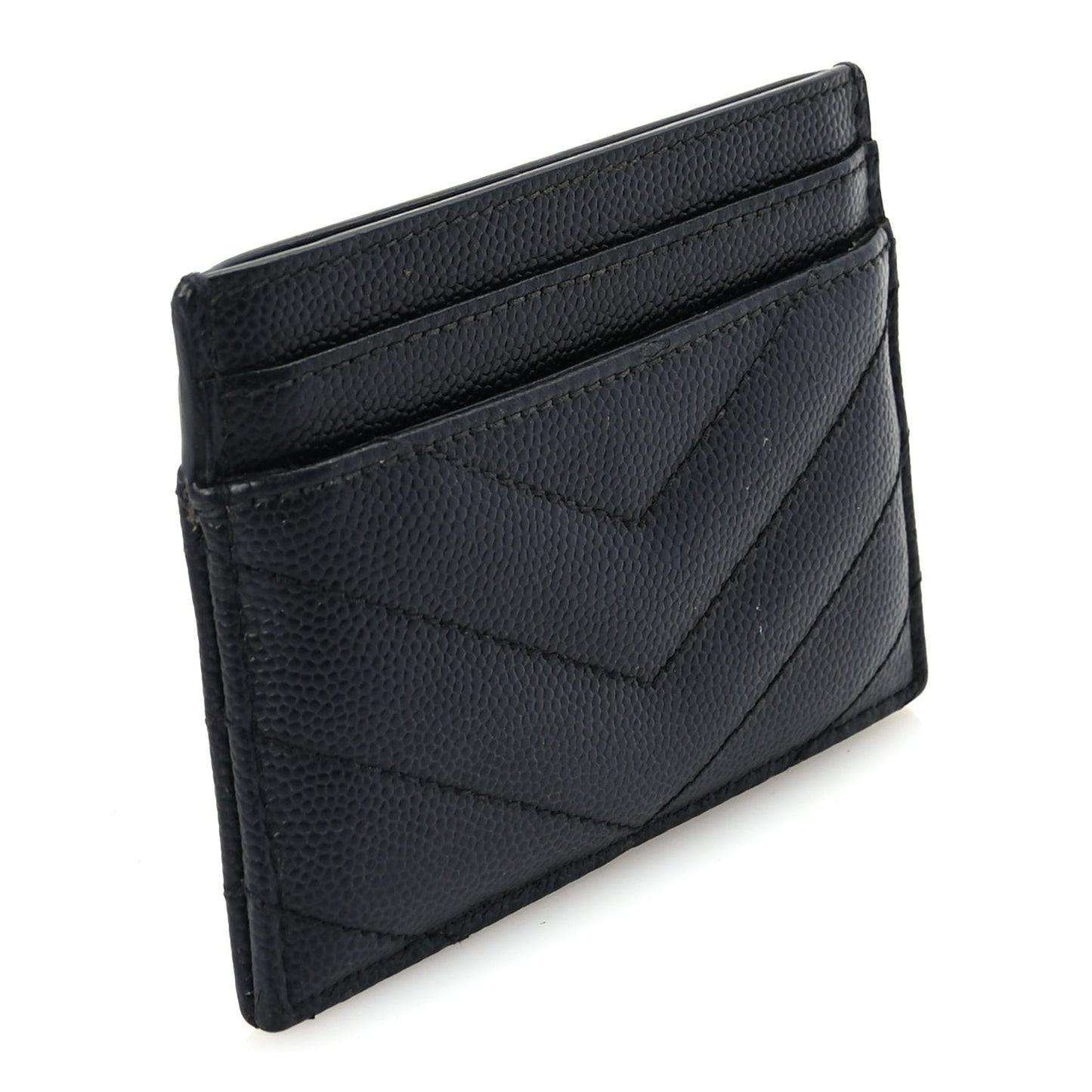 Grain De Poudre Matelasse Chevron Monogram Credit Card Case  Black