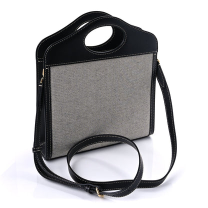 Burberry Smooth Calfskin Canvas Two Tone Mini Pocket Bag  Natural Black 2 of 8
