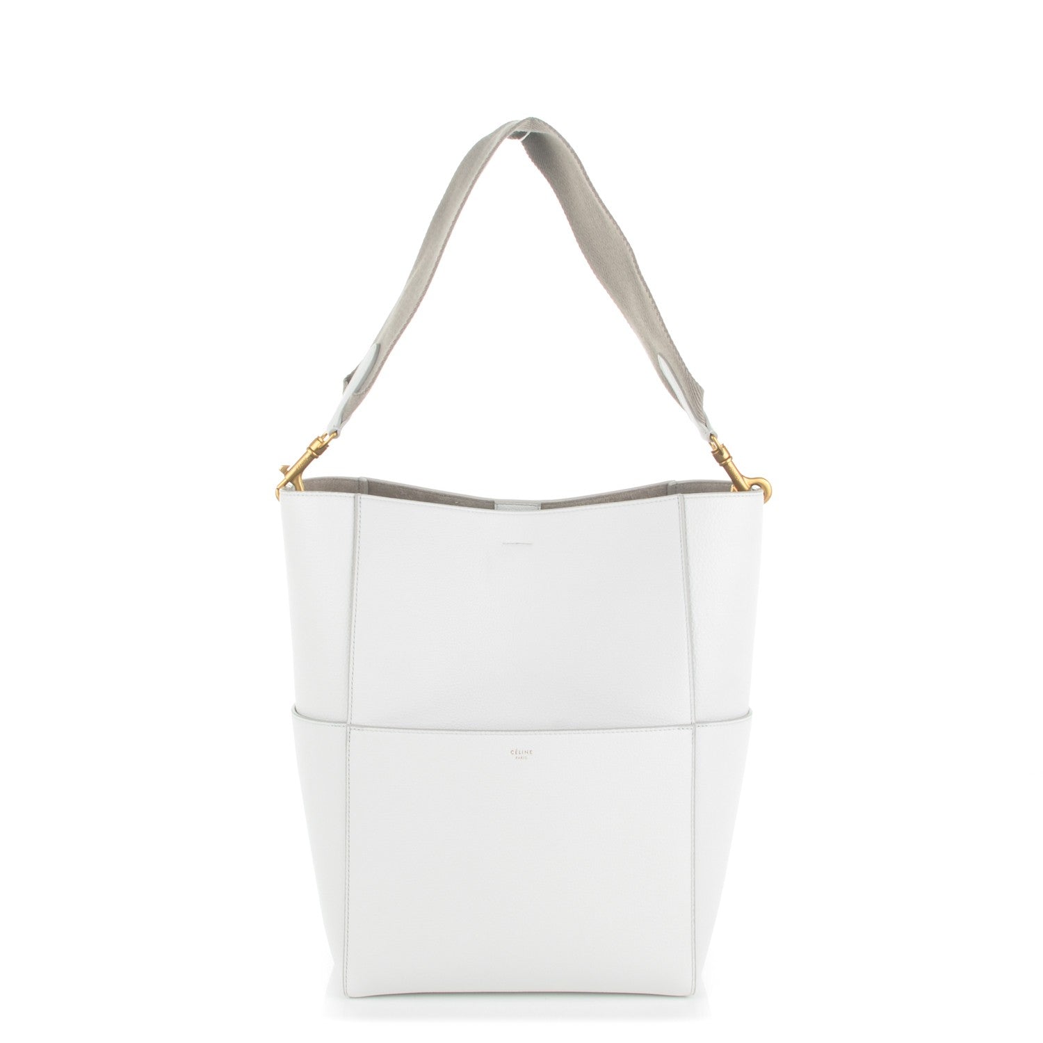 Celine Soft Grained Calfskin Sangle Bucket Bag White 1 of 7