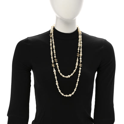 Chanel Pearl CC Long Necklace Light Gold 2 of 6