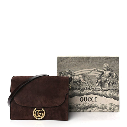 Gucci Suede Medium Torchon GG Ring Shoulder Bag  Reflex Brown 9 of 9