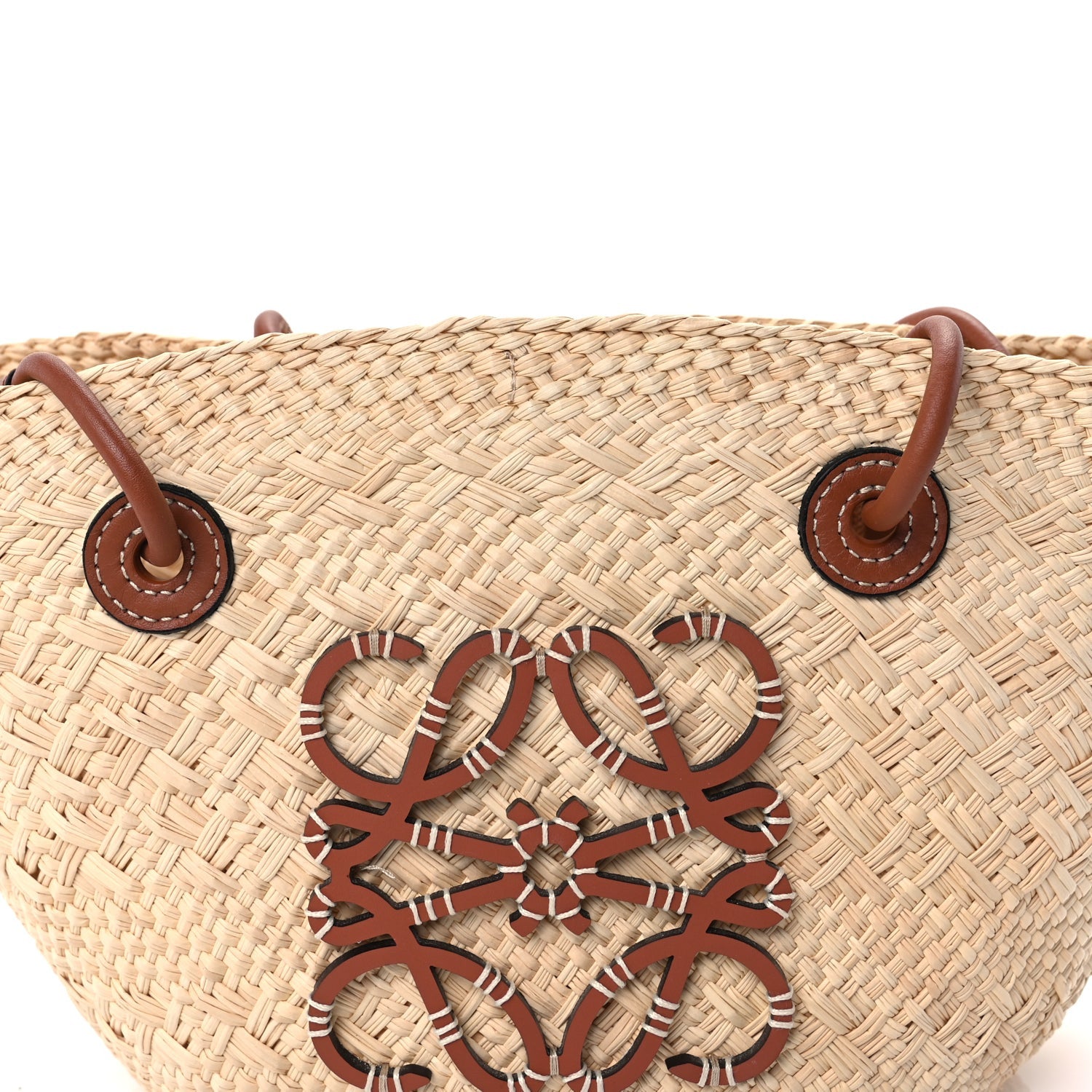 Loewe Calfskin Raffia Small Anagram Basket Tote Bag Natural Tan 5 of 7