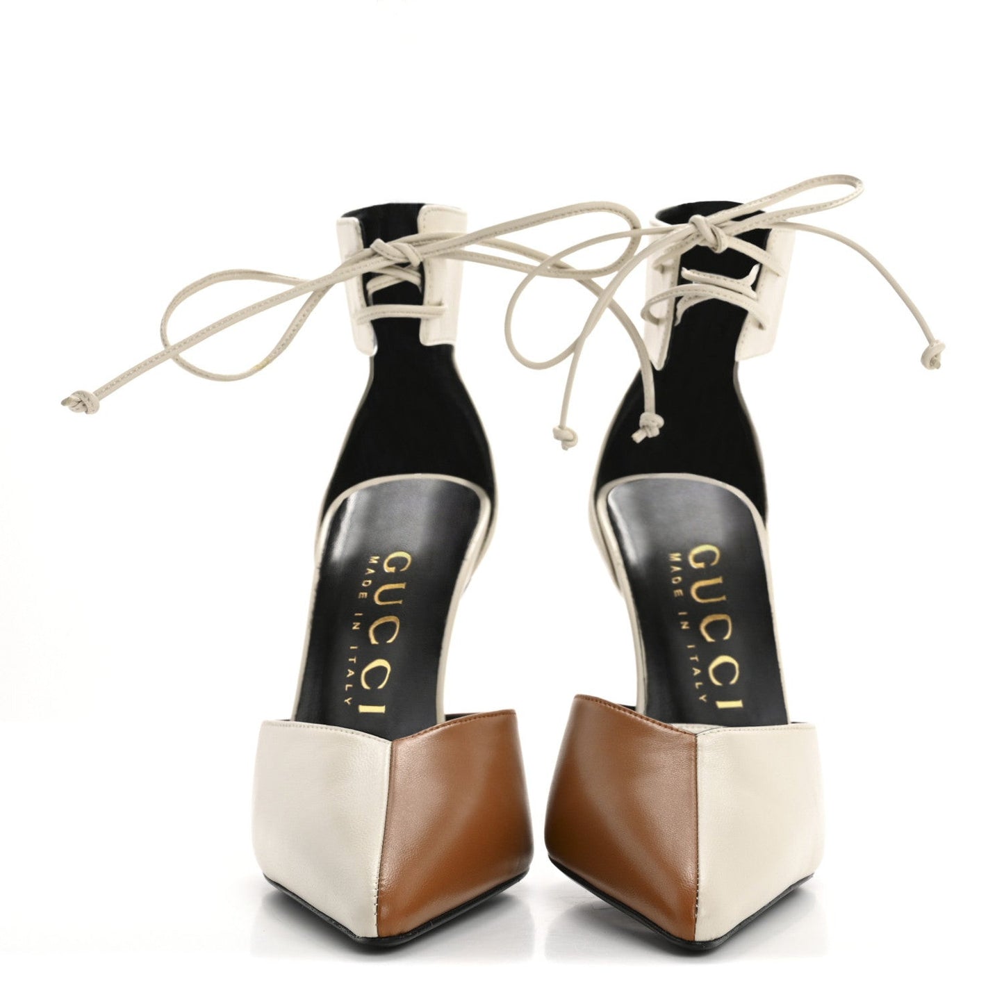 Soft Nappa Priscilla Ankle Cuff Pumps 37 Mystic White Harness Brown