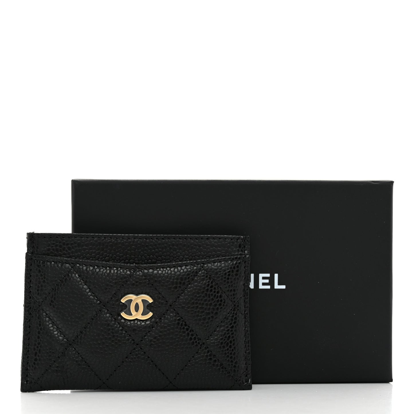 Caviar Quilted Card Holder Black