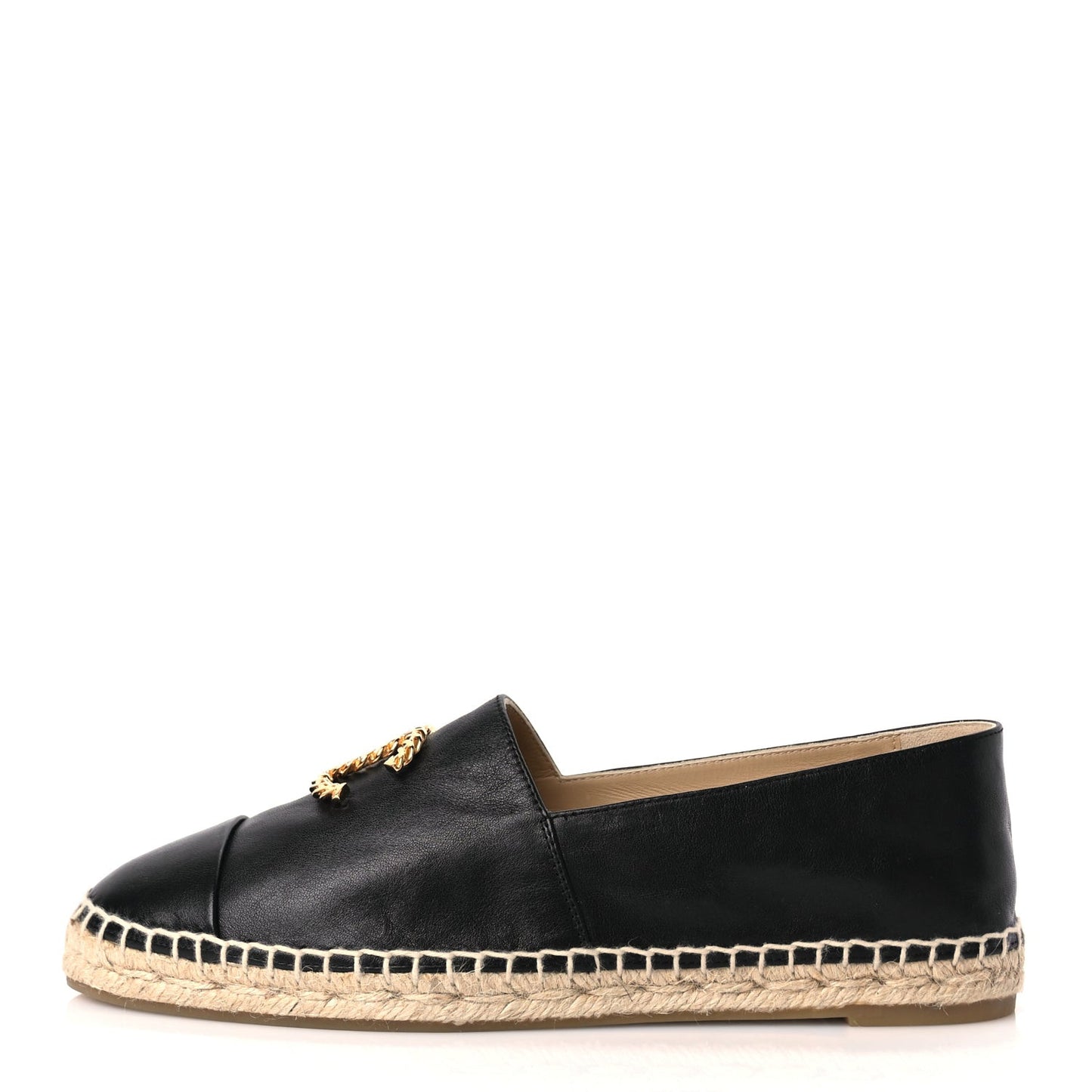 Calfskin Chain CC Espadrilles 40 Black