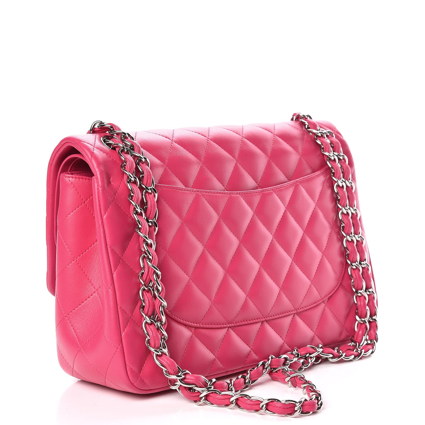 Lambskin Quilted Jumbo Double Flap Fuchsia