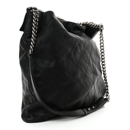 Chanel Calfskin Stitched Double Zip Hobo Black 3 of 10